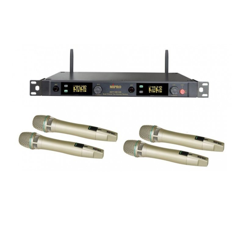 MIPRO 【MIPRO】ACT-5814A /ACT-58HC*4 5 GHz 1U四頻道數位接收機(數位接收機+麥克風) — 三峽麥克風