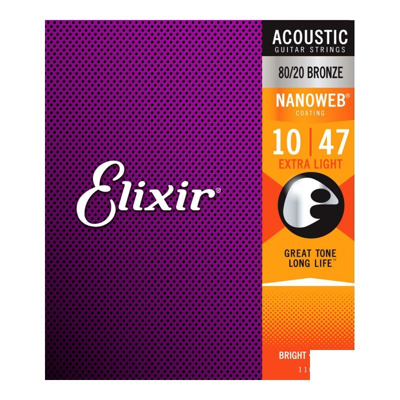 Elixir ELIXIR NANOWEB 薄包覆 10-47 黃銅 木吉他弦 (11002) — 三峽木吉他 / 民謠吉他