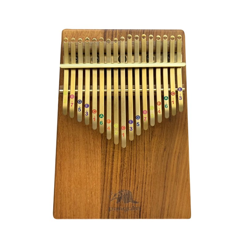 Pangolin 緬甸柚木 板式實木拼接搭配音階鋼片 板式卡林巴琴 拇指琴 鍍鈦金音階 — 三峽鼓 / 打擊