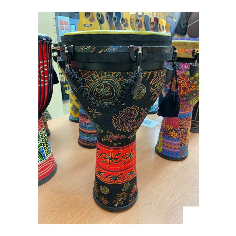 非洲鼓 12吋 ABS製主體 仿獸皮 可調整音色 贈20mm厚袋 黑色圖騰 — 三峽鼓 / 打擊