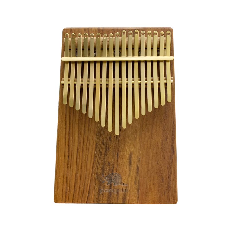 Pangolin 緬甸柚木 板式實木拼接搭配PVD鍍鈦鋼片-金色 板式卡林巴琴 拇指琴 — 三峽鼓 / 打擊