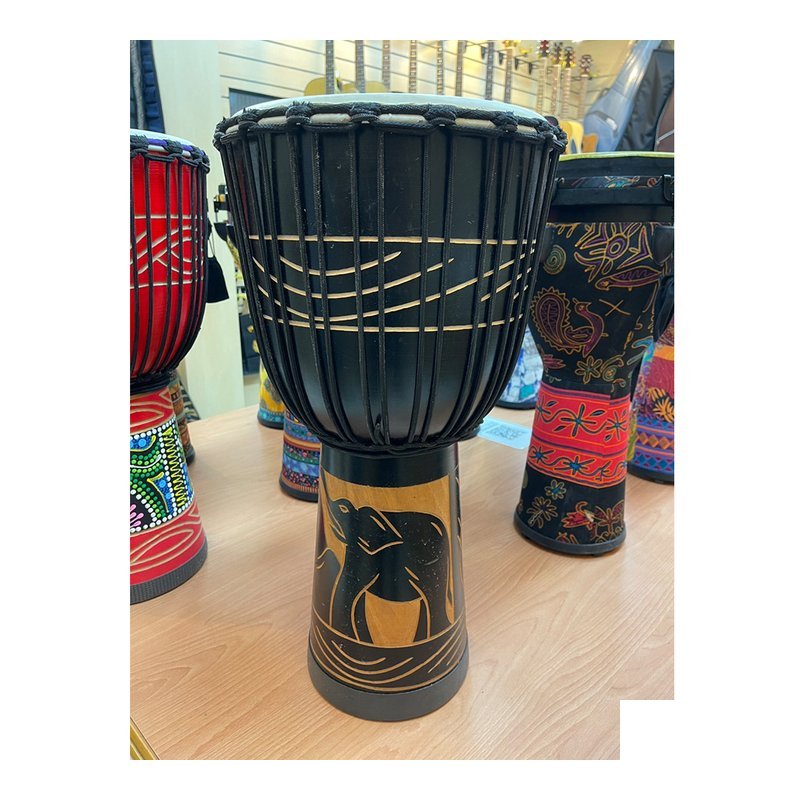 非洲鼓 12吋 仿獸皮 實木製作 贈20mm厚袋 黑 — 三峽鼓 / 打擊