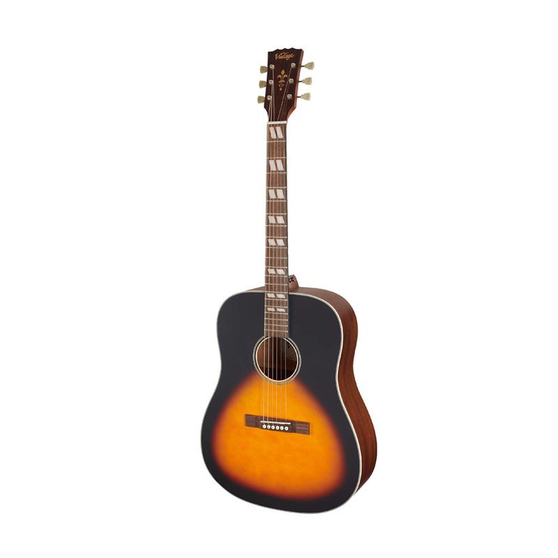 英國品牌 Vintage 民謠原聲吉他 黑漸層D桶 V140VSB — 三峽吉他 / Bass