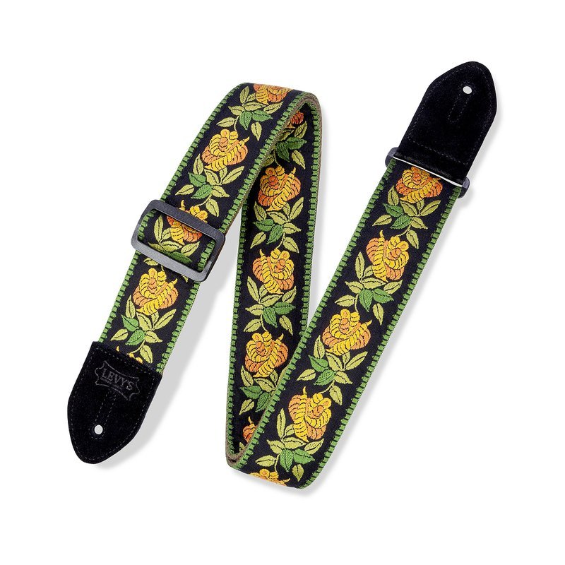 【LEVY'S】MC8JQ-004 吉他背帶 編織布料 黃色花卉圖案 — 三峽配件 / 週邊