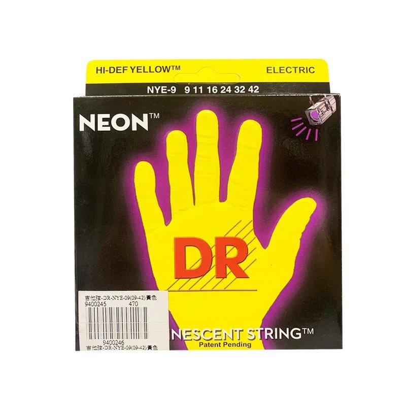 吉他弦-DR 吉他弦-DR NEON NYE-09(09-42)黃色 電吉他弦 螢光包膜弦 黃 — 三峽木吉他 / 民謠吉他