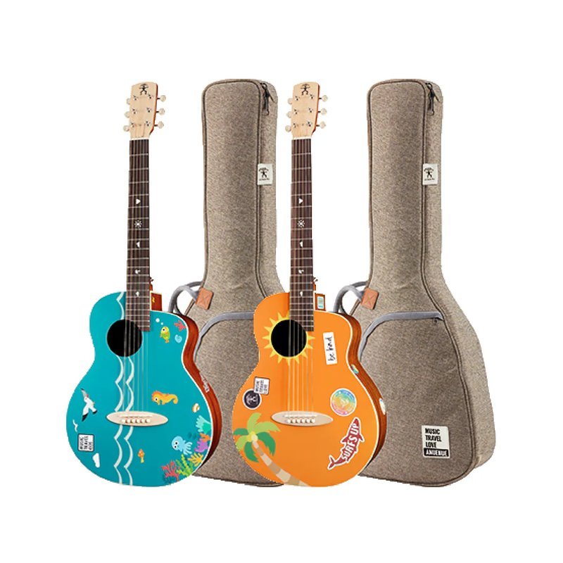 aNueNue aNueNue / MTK 聯名款 36吋旅行木吉他(雲杉木面板)(莫雷洛斯藍/巴拉望日出) 彩虹人官方認證 — 三峽吉他 / Bass