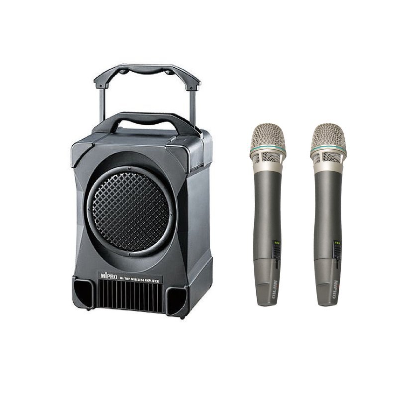 MIPRO 【MIPRO】MA-707/ACT-24HCx2 UHF 經典型擴音機喇叭+2支充電式手握無線麥克風 — 三峽麥克風