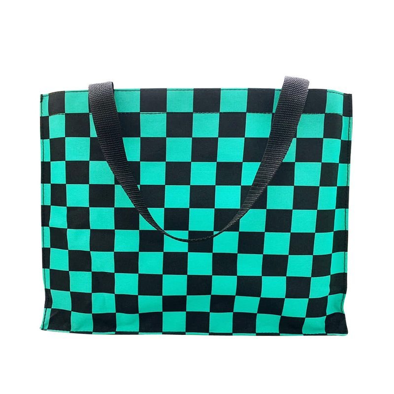 綠黑方格手提袋 話題人物形象購物袋 才藝袋 側背袋 格子 台灣製造 — 三峽配件 / 週邊