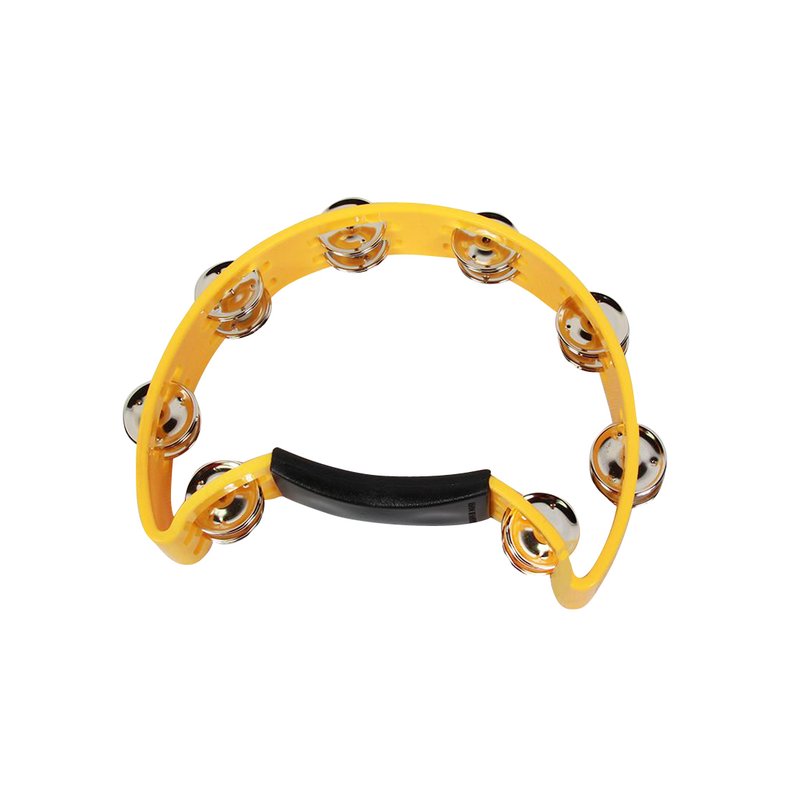 台製 半月型鈴鼓 黃色月亮鈴鼓 KTV手搖鈴 安全鈴片不刮手 兒童早教 — 三峽鼓 / 打擊