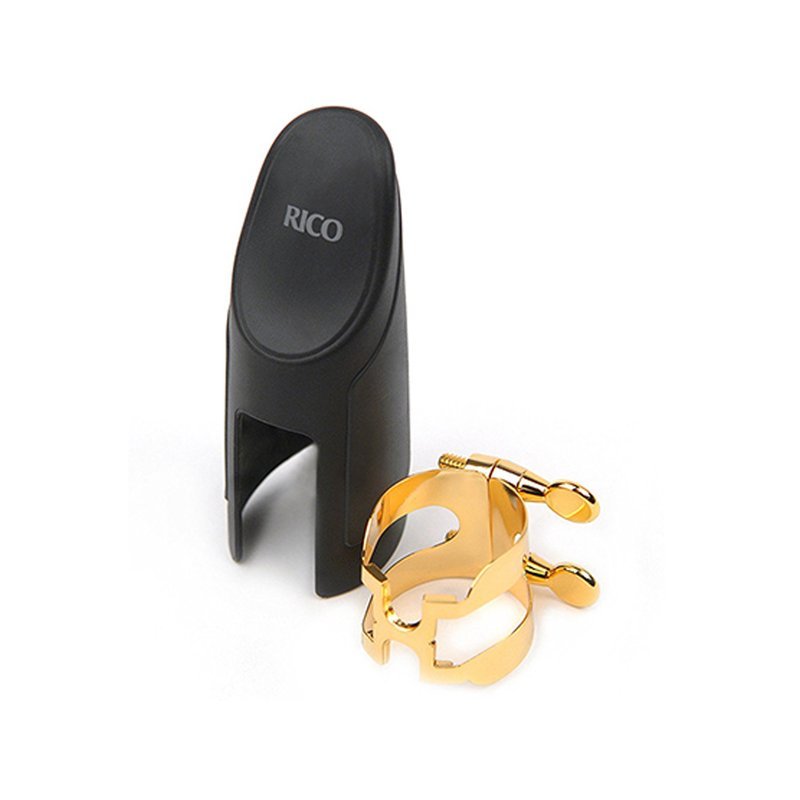 【RICO】HAS1G H型中音薩克斯風束圈+吹嘴蓋 塑膠吹嘴用(鍍金) — 三峽銅管 / 管樂