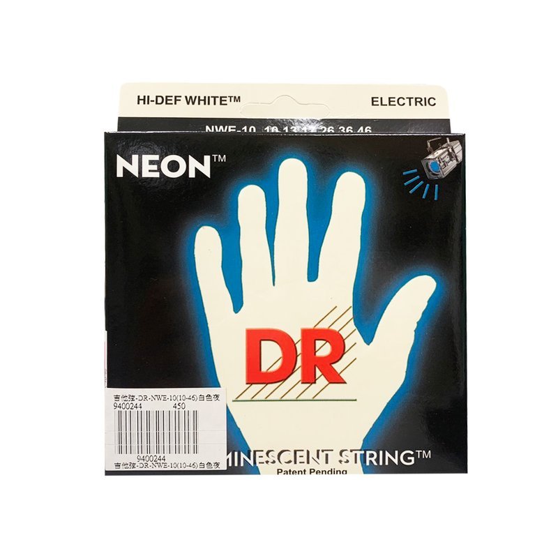 吉他弦-DR 吉他弦-DR NEON NWE-10(10-46)白色夜光 電吉他弦 螢光包膜弦 — 三峽木吉他 / 民謠吉他
