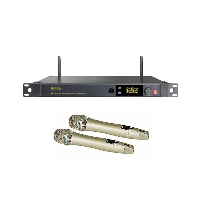 MIPRO 【MIPRO】ACT-5812A /ACT-58HC*2 5 GHz 1U雙頻道無線麥克風組(數位接收機+麥克風) — 三峽麥克風