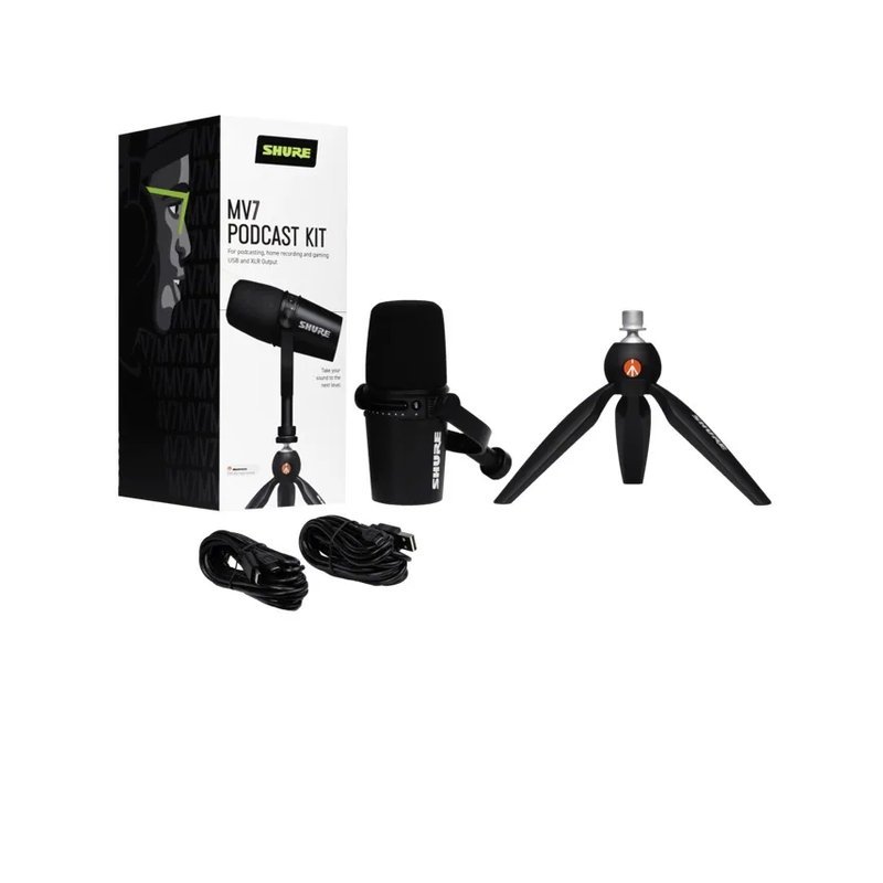 Shure SHURE MV7-K-BNDL 含manfrotto 腳架組 Podcast Kit 人聲麥克風 USB動圈式麥克風 適用於Podcast 播客、錄音、直播、演出 — 三峽麥克風