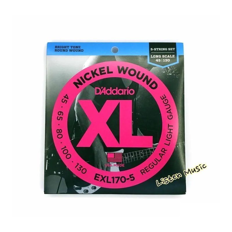 DAddario EXL170-5 電貝斯弦 五弦 BASS弦 (45-130) D'Addario — 三峽木吉他 / 民謠吉他