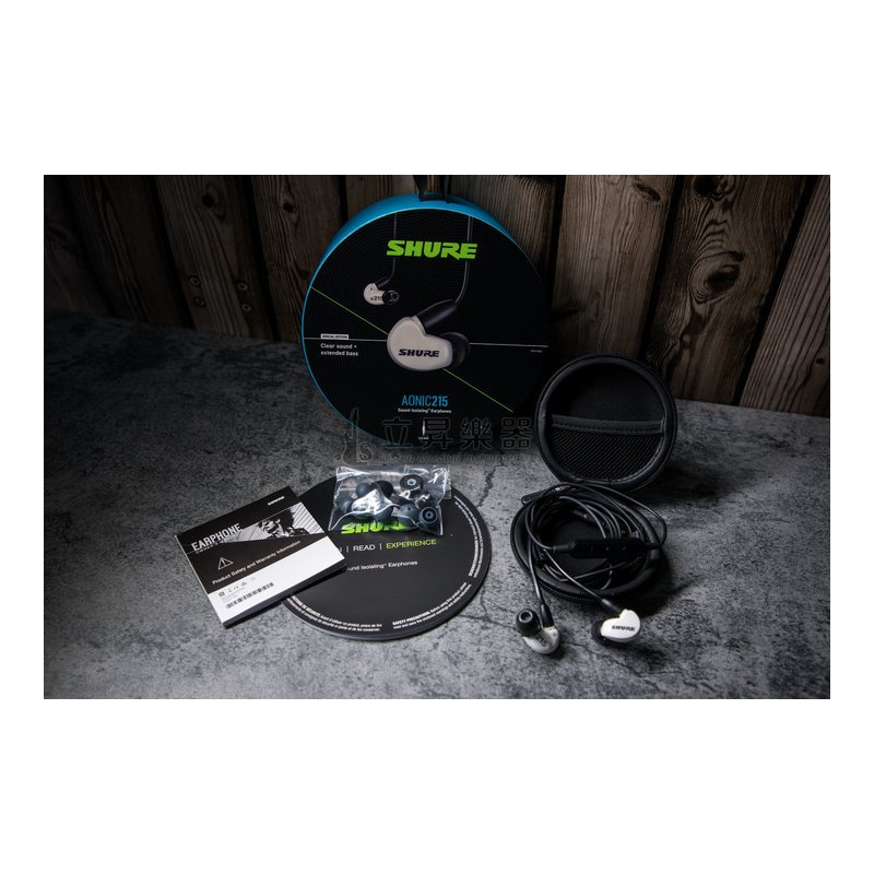 Shure SHURE AONIC 215 通話監聽隔音耳機 線控 耳麥 監聽 監聽耳機 In ear monitor IEM 黑 白 — 三峽錄音