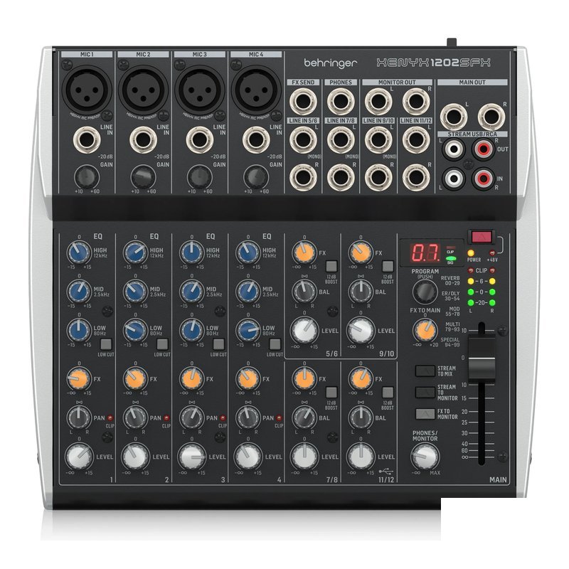 Behringer Behringer XENYX 1202SFX Mixer 12軌 類比混音器 USB錄音介面 內建Effects效果器 附變壓器 — 三峽麥克風