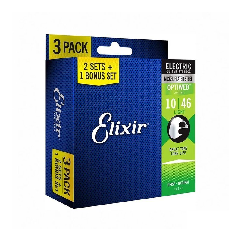 【保證正品公司貨】Elixir 16550 16552 OPTIWEB 鍍鎳鋼 電吉他弦 (09-42) (10-46) (三套裝) — 三峽吉他 / Bass