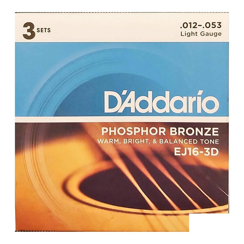 D'Addario D'Addario EJ16-3D 磷青銅 木吉他弦(12-53) 3套組 — 三峽木吉他 / 民謠吉他