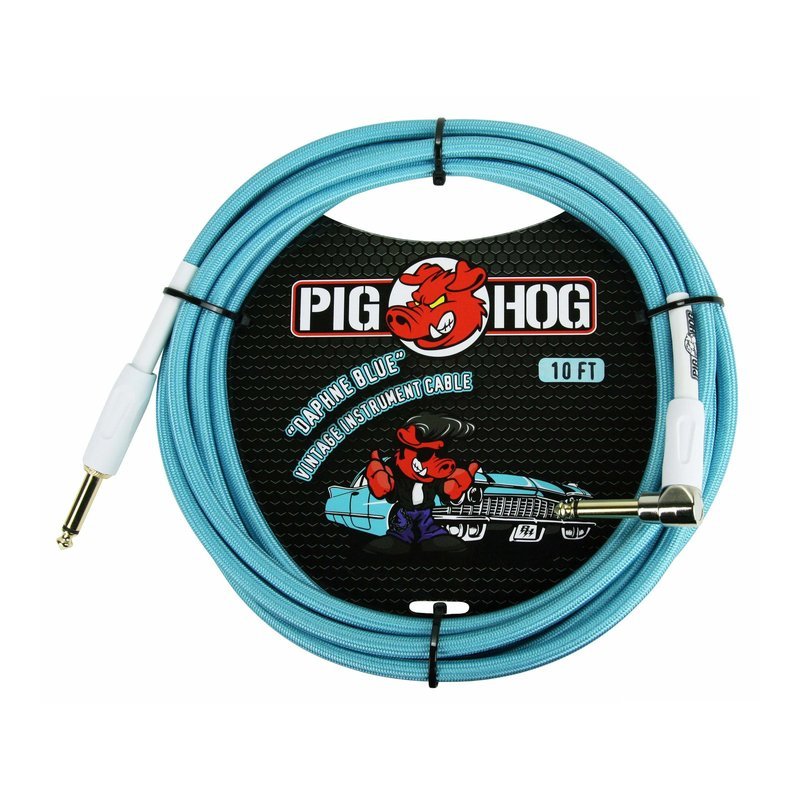 PIG HOG 編織導線 直L頭 OFC無氧銅 水藍色 Daphne Blue｜ PCH10DBR(10呎) PIG HOG 編織導線 直L頭 OFC無氧銅 水藍色 Daphne Blue｜ PCH10DBR(10呎) / PCH20DBR(20呎) — 三峽導線