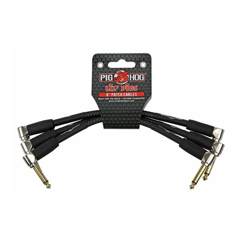 PIG HOG 編織短導線 三入組 雙L頭 ｜PHLIL6BK 黑色編織 PIG HOG 編織短導線 三入組 雙L頭 ｜PHLIL6BK 黑色編織 / PHLIL6RA彩色編織 — 三峽導線