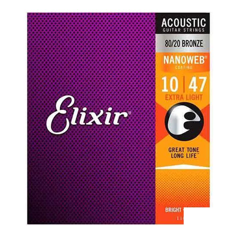 Elixir Elixir 11002 (10-47) 黃銅薄膜 NANOWEB 木吉他弦 民謠吉他弦 — 三峽木吉他 / 民謠吉他