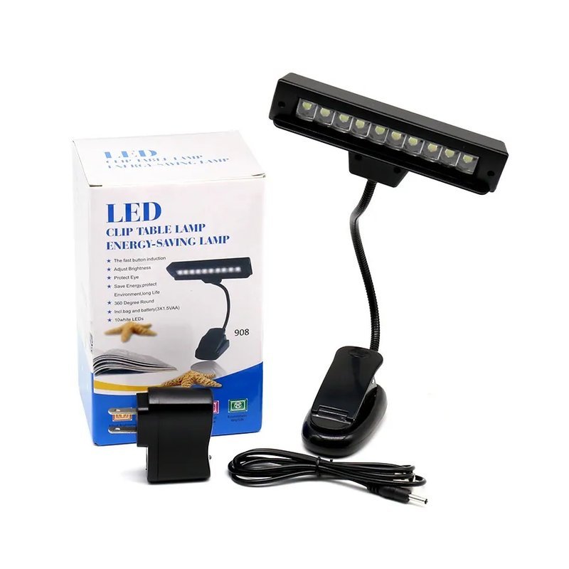 譜架燈-10LED 譜架燈-10LED (908) 白光 夾式 USB充電 — 三峽X 型琴架