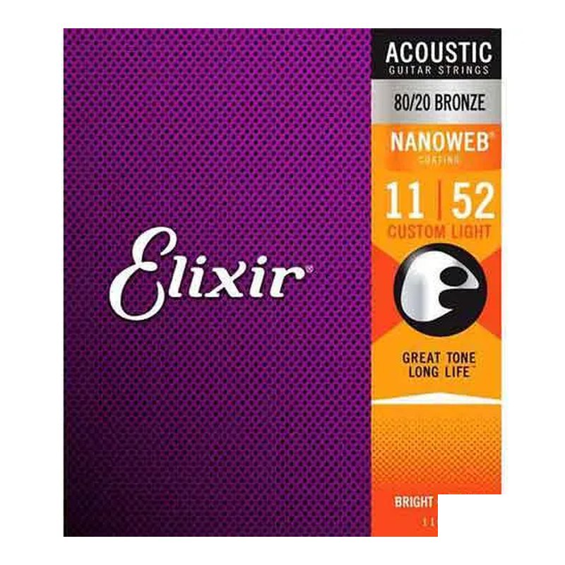 Elixir Elixir 11027 (11-52) 黃銅薄膜 NANOWEB 木吉他弦 民謠吉他弦 — 三峽木吉他 / 民謠吉他