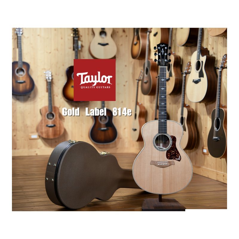 TayIor 814e Gold Label 金標 烘烤雲杉＋宏都拉斯玫瑰木 無拾音器挖孔 LR Baggs拾音器 V-bracing 附原廠硬盒 814e-GL — 三峽配件 / 週邊
