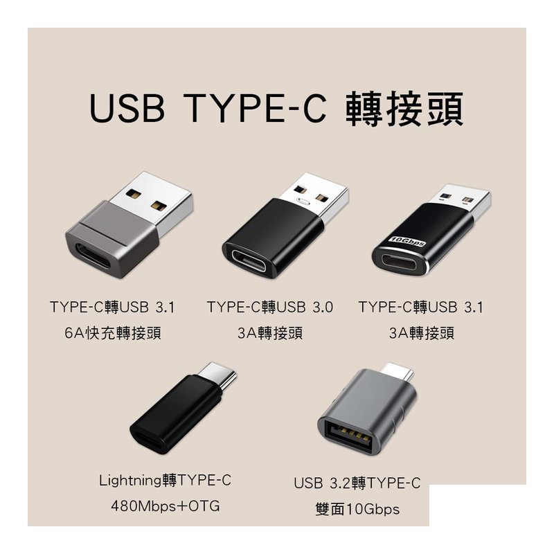 iPhone 17 16 15 14 13｜USB轉接頭｜Type-C轉USB｜ Lightning轉TYPE-C｜C轉USB｜支援快充 USB3.1 — 三峽配件 / 週邊