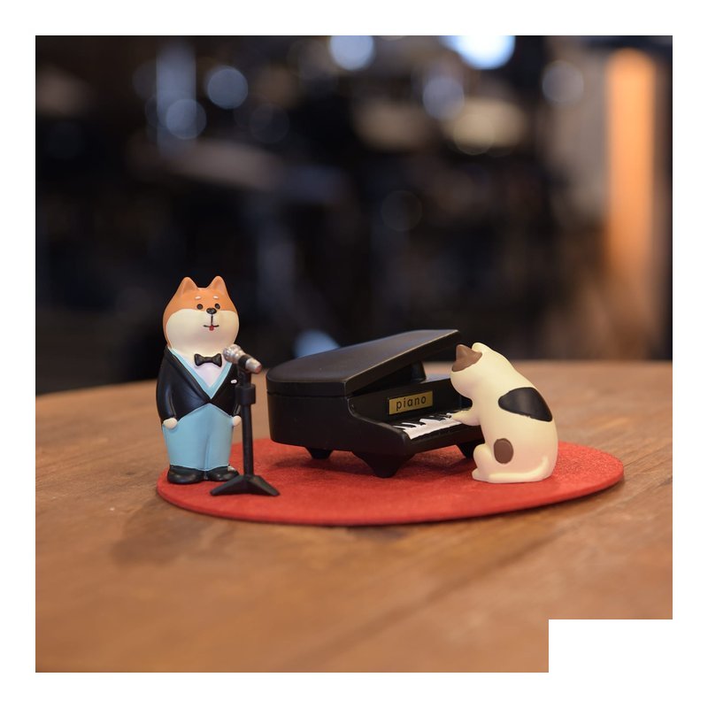 QH041-QH043-070 QH041-QH043-070 可愛音樂會 柴犬 三角鋼琴 音樂貓 模型擺飾 生日禮物 擺件 — 三峽電鋼琴 / 鍵盤