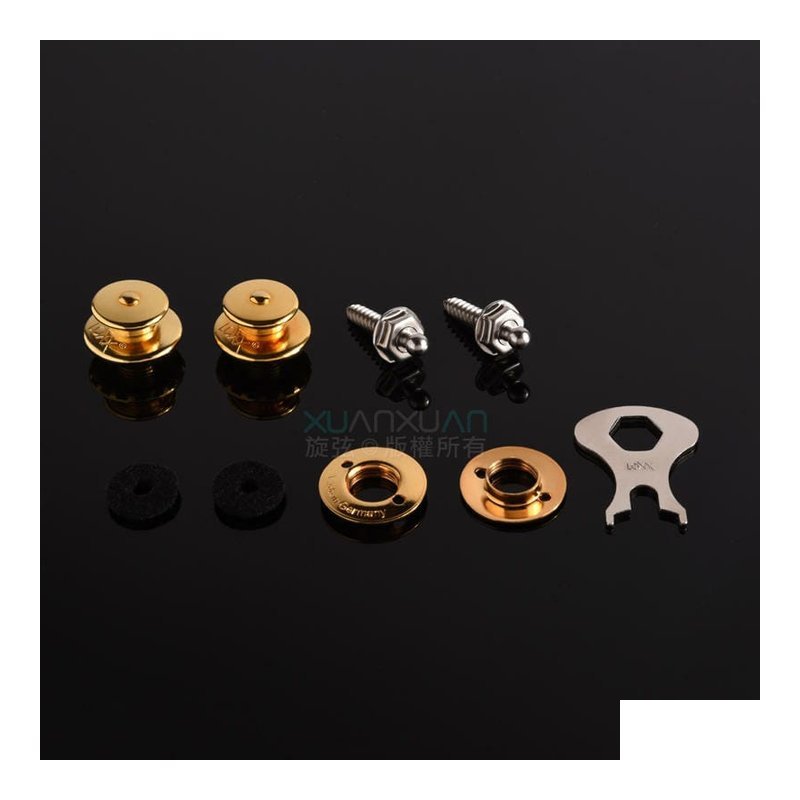德製 LOXX E-GOLD 金色 狐狸金 電吉他/貝士 安全背帶釦 背帶釘 公司貨 — 三峽木吉他 / 民謠吉他