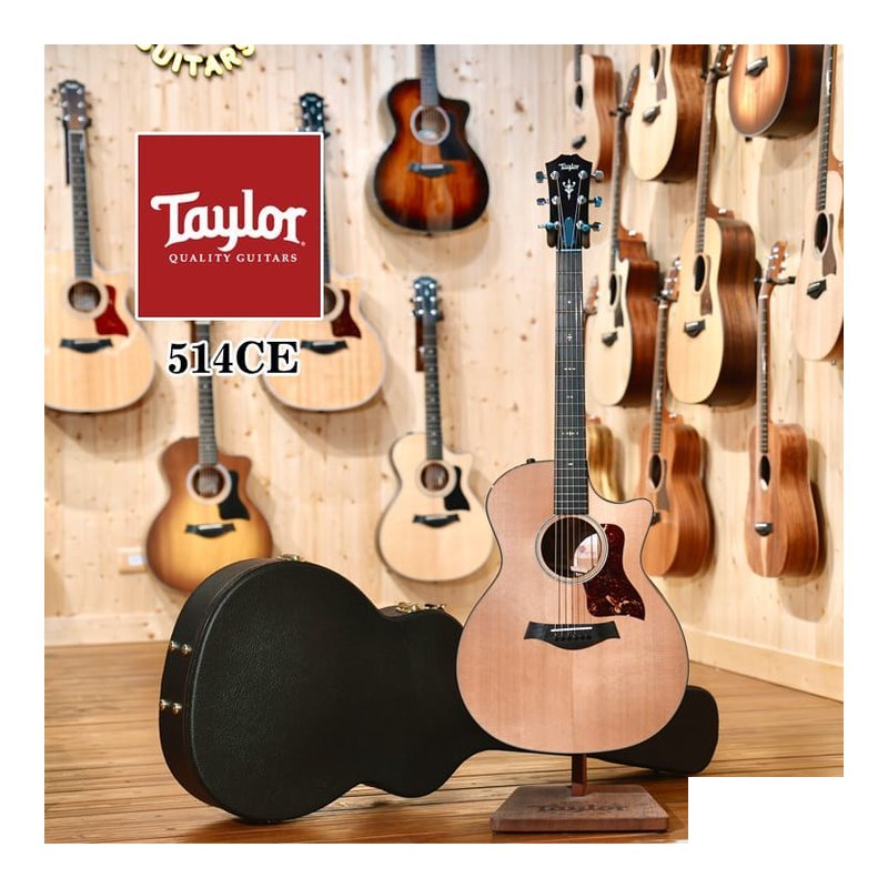 Taylor 全新出清 Taylor 514ce 全單版美廠 41吋 電木吉他 美西側柏 全單板 ES-2拾音器 — 三峽木吉他 / 民謠吉他