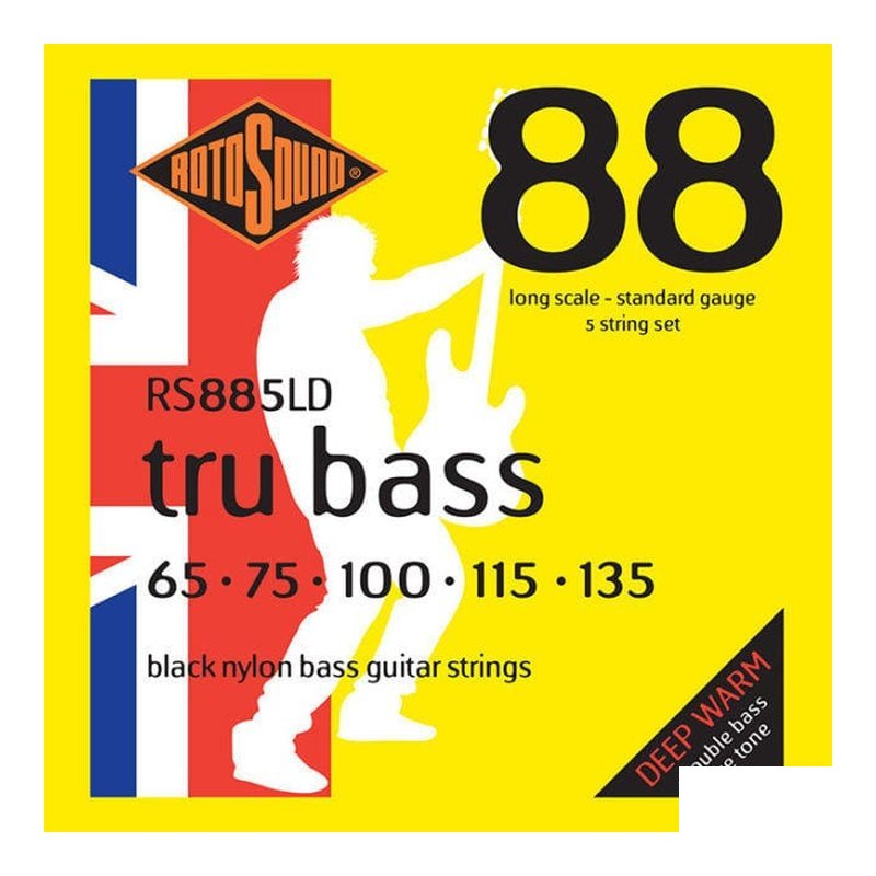 英國ROTOSOUND 英國ROTOSOUND RS885LD (65-135) 五弦電貝斯弦 黑色尼龍 平滑弦 旋弦公司貨 — 三峽木吉他 / 民謠吉他