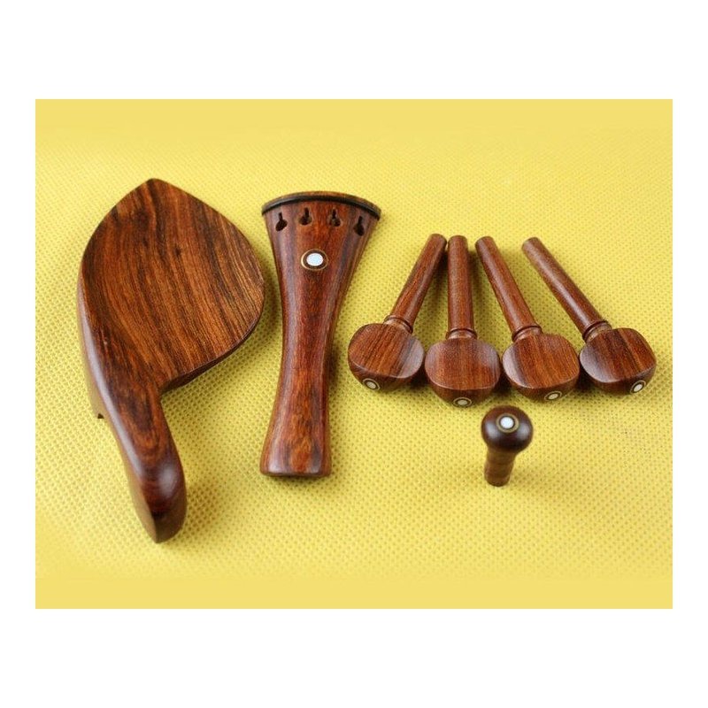 V-V87 V-V87 小提琴雞翅木配件 4/4 拉弦板.弦軸.腮托 — 三峽弦樂器