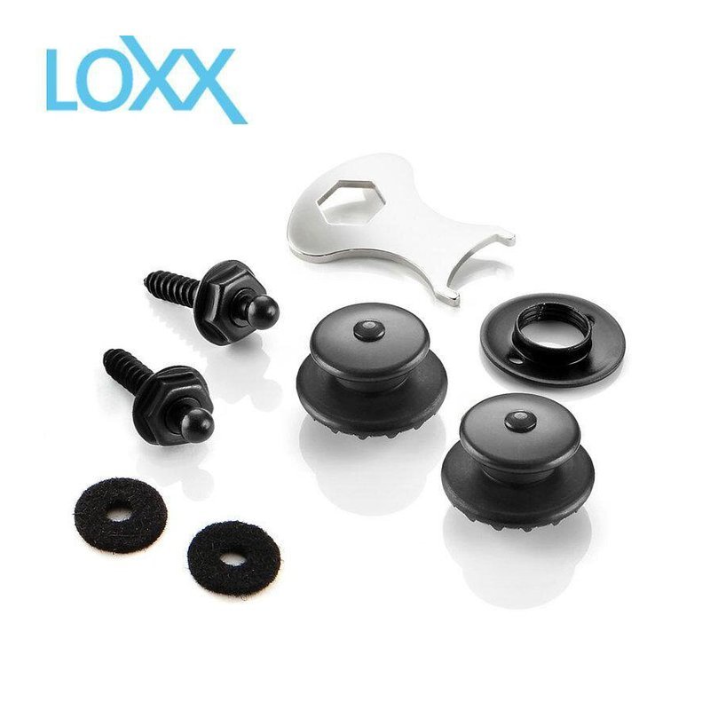 德製 LOXX E-CHROME-BLK 消光黑 鍍鉻 電吉他/貝士 安全背帶釦 背帶釘 — 三峽木吉他 / 民謠吉他