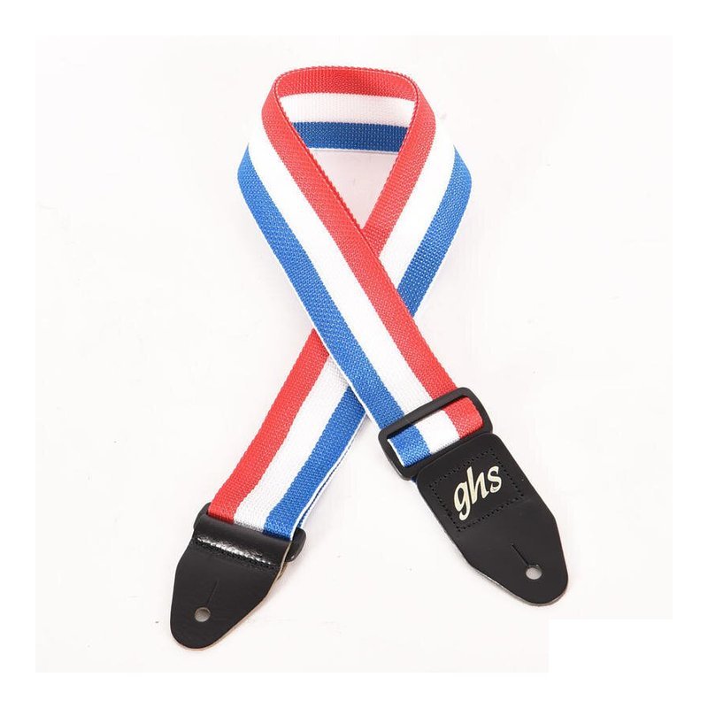 GHS 吉他背帶 GHS GTR尼龍 黑白藍漸層吉他背帶 GHOP-A8RWB — 三峽背帶