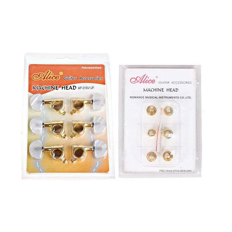 Alice 鍍金油壓弦鈕 白玉色 吉他弦鈕(1套6入) AP-016V1JP — 三峽吉他 / 電吉他弦