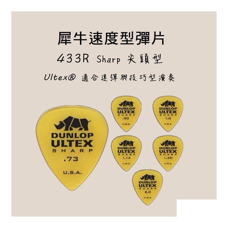 PICK PICK 彈片 433R Dunlop 犀牛速度型 木吉他/烏克麗麗/電吉他 — 三峽烏克麗麗