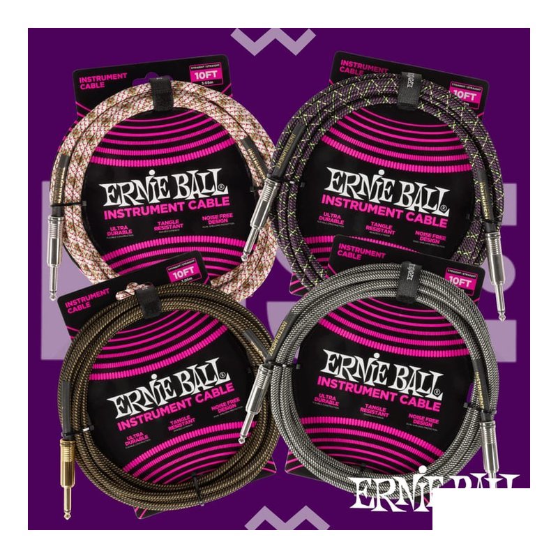Ernie Ball Ernie Ball Braided Instrument Cable 電吉他 貝斯 木吉他 樂器導線 3m 直直 — 三峽木吉他 / 民謠吉他