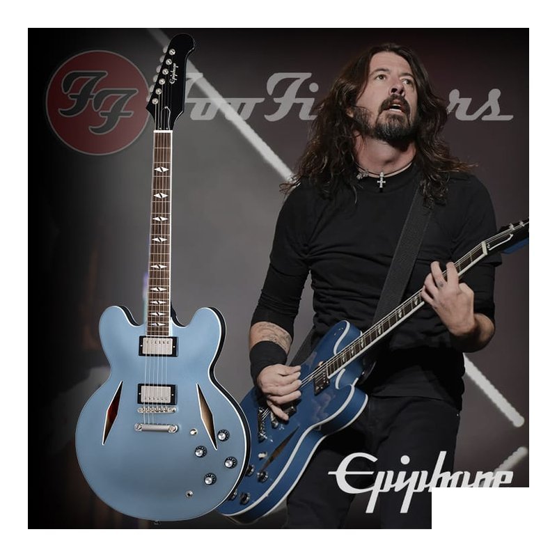 簽名款 Epiphone DG-335 Dave Grohl Pelham Blue 半空心 電吉他 — 三峽吉他 / Bass