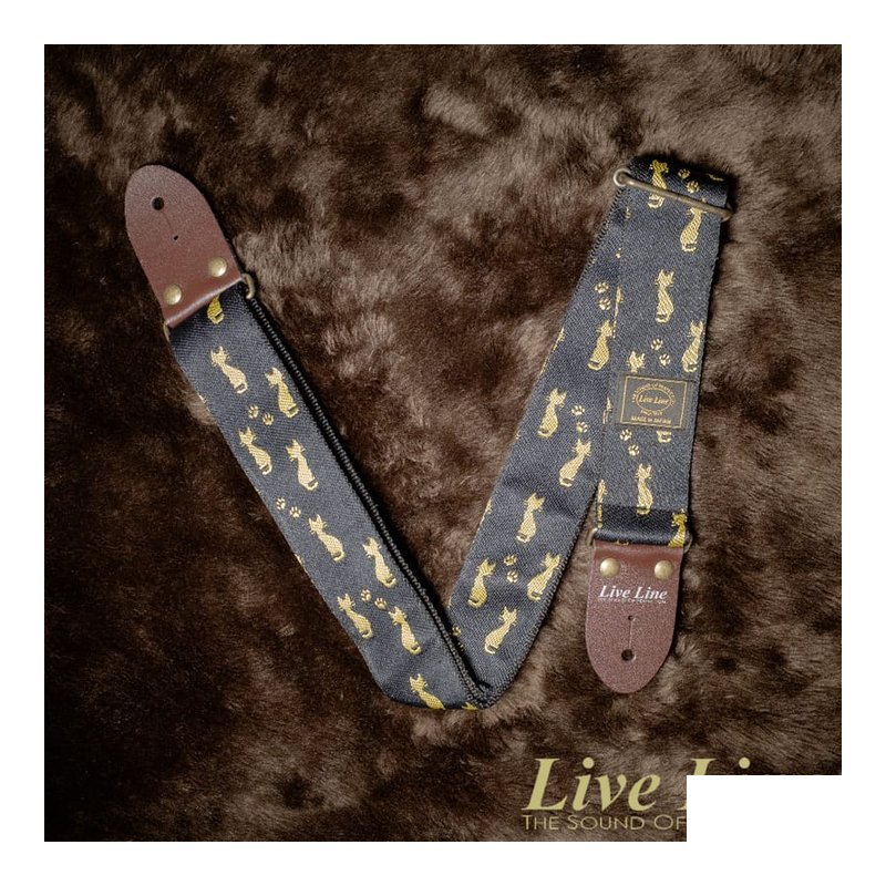 日本製造 Live Line Tatami-Beri 系列 榻榻米編織 LST28CAT 貓咪圖案 背帶 — 三峽背帶