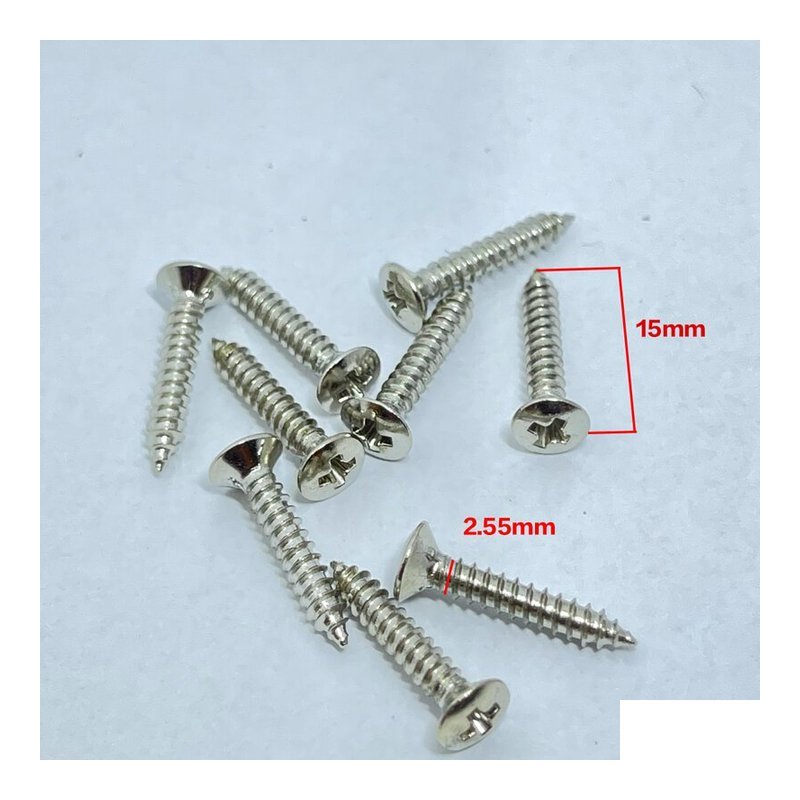 國產 拾音器邊框螺絲 銀色 (長15mm/直徑2.55mm)單支 — 三峽配件 / 週邊
