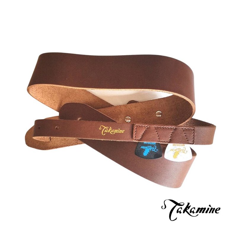 TAKAMINE TGS-5BR 電吉他/木吉他/Bass 真皮 背帶 (可放Pick) — 三峽吉他 / Bass