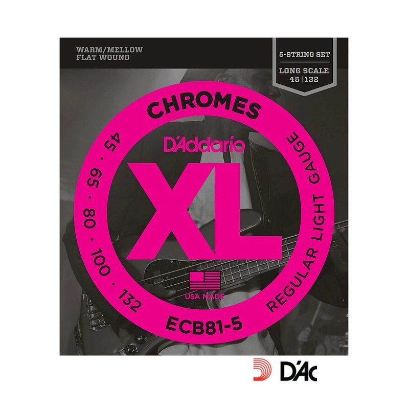 DAddario ECB81-5 45/132 5弦 平滑弦 鍍鉻弦 BASS弦 貝斯弦 公司貨 — 三峽木吉他 / 民謠吉他