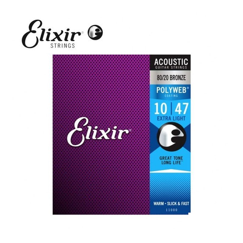 【免運】Elixir POLYWEB 80/20 BRONZE 10-47 é»é 木吉他弦 套弦 — 三峽吉他 / Bass