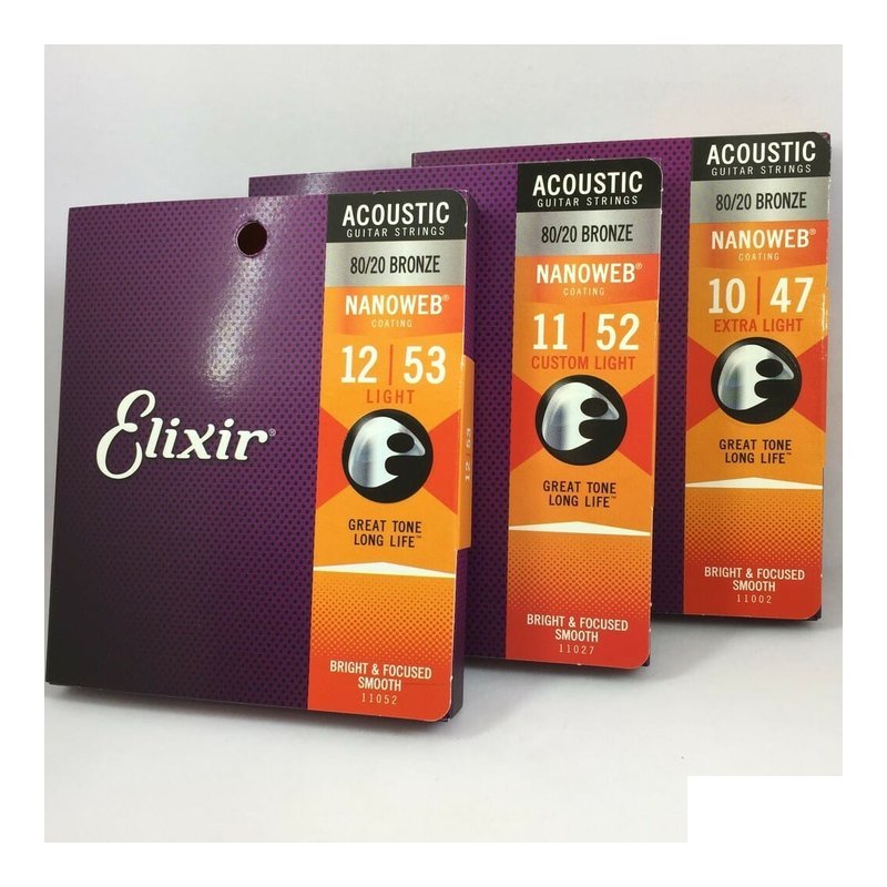 【免運】Elixir NANOWEB 80/20 BRONZE é»é æ°è¬ 吉他弦 套弦(6條入) — 三峽配件 / 週邊