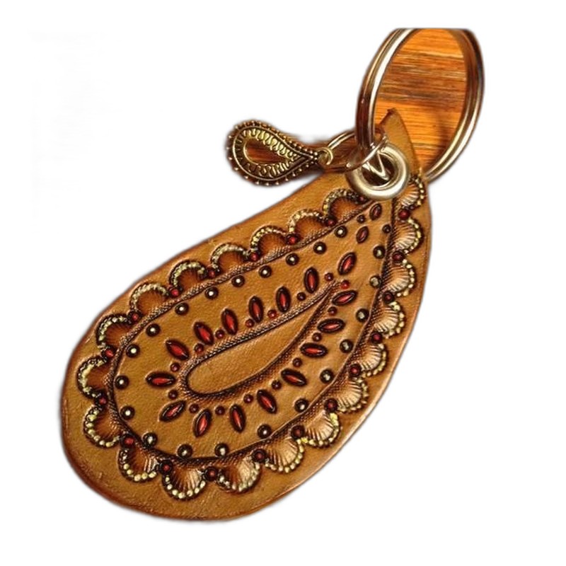 RightOn Paisley Pick Pouch Keychain RightOn Paisley Pick Pouch Keychain / 變形蟲 Pick皮套 皮袋 鑰匙圈 Burgundy — 三峽配件 / 週邊