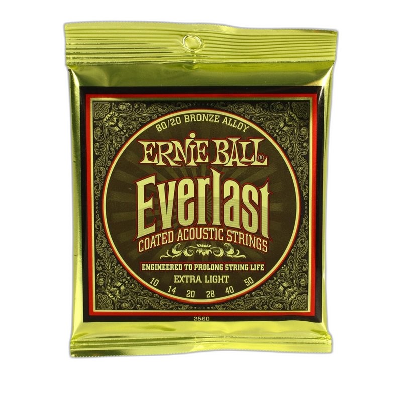 Ernie Ball Everlast Extra Light Coated 80/20 Bronze 2560 超薄鍍膜 民謠吉他套弦 10-50 — 三峽吉他 / Bass｜YA! 玩音樂