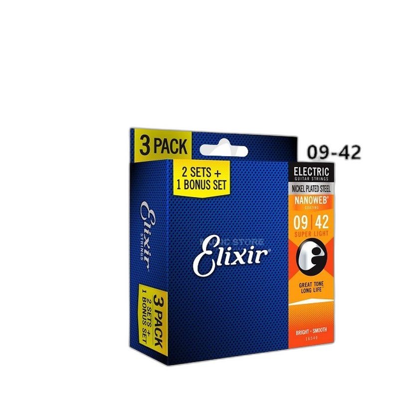 Elixir 16540 NANOWEB 鍍鎳鋼 (09-42) 三包裝 — 三峽配件 / 週邊｜YA! 玩音樂