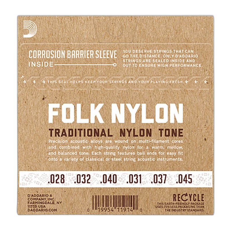 D’Addario EJ32C Folk Nylon 尼龍弦 中張力-尾端有弦球 民謠吉他 古典吉他皆可用 — 三峽吉他 / Bass｜YA! 玩音樂